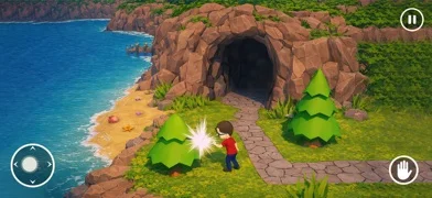 無邪気な 少年 が 恐ろしい 森の中でのゲーム画面