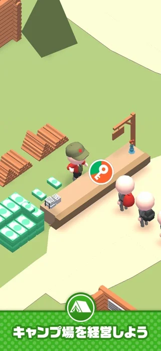 マイキャンプマネージャー:3D経営シミュレーションのゲーム画面