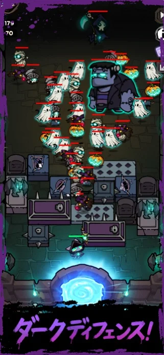Nekomancer：タワーディフェンスのゲーム画面