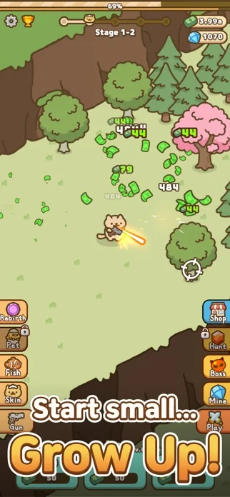 にゃんこ銃士:放置育成RPGのゲーム画面