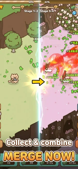 にゃんこ銃士:放置育成RPGのゲーム画面