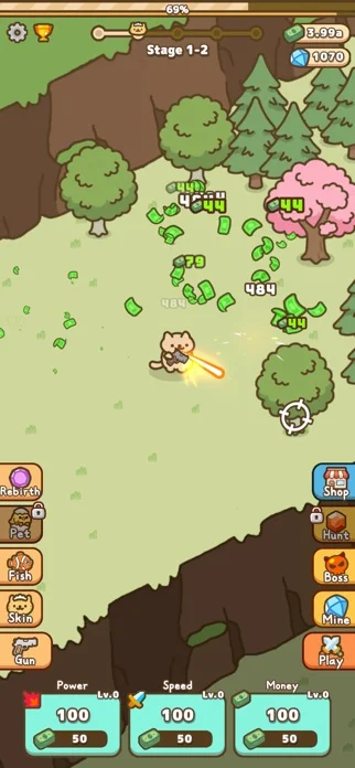 にゃんこ銃士:放置育成RPGのゲーム画面