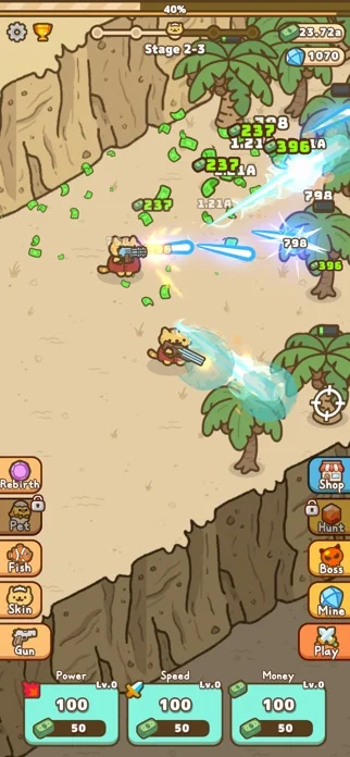 にゃんこ銃士:放置育成RPGのゲーム画面